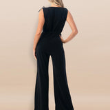 CLASSIC NOIR TIE-SHOULDER JUMPSUIT ELIETTE FOR WOMEN - BLACK