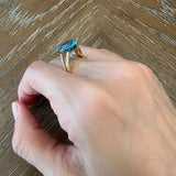 Round Blue Topaz and Half Eternity Diamond Cocktail Ring