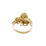 Baguette and Diamond Leaves Ring - Yellow Gold