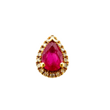 Ruby Pear Stud with Diamond Halo