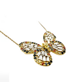 Diamond and Rainbow Sapphire Butterfly Pendant Necklace