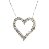 Diamond Heart Pendant Necklace - White Gold