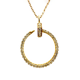 Diamond Nail Pendant Necklace - Yellow Gold