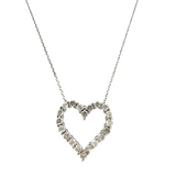 Diamond Heart Pendant Necklace - White Gold