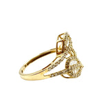 Baguette and Diamond Leaves Ring - Yellow Gold