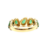 5 Emerald Pears with Diamond Halo Band Ring