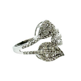 Baguette and Diamond Leaves Ring - White Gold