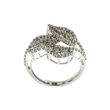 Baguette and Diamond Leaves Ring - White Gold