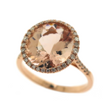 Round Morganite with Halo and Half Eternity Diamond Cocktail Ring