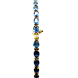 Oval Blue Sapphire Tennis Bracelet - Yellow Gold