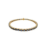 Oval Blue Sapphire Tennis Bracelet - Yellow Gold