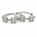 Earrings | Hoop Square Diamond, 14k White Gold | Martinela