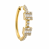 Earrings | Hoop Square Diamond, 14k Yellow Gold | Martinela