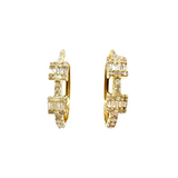 Diamond and Baguette Oval Hoop Earrings (Yellow Gold)