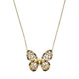 Diamond and Rainbow Sapphire Butterfly Pendant Necklace