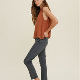 EARTHY RUST HALTER-NECK BLOUSE VIOLA FOR A TOUCH OF ELEGANCE - BROWN