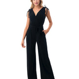 CLASSIC NOIR TIE-SHOULDER JUMPSUIT ELIETTE FOR WOMEN - BLACK