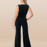 CLASSIC NOIR TIE-SHOULDER JUMPSUIT ELIETTE FOR WOMEN - BLACK