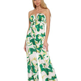 TROPICAL PARADISE STRAPLESS JUMPSUIT BRISA - GREEN