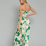 TROPICAL PARADISE STRAPLESS JUMPSUIT BRISA - GREEN