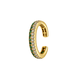 Earring | Ear Cuff Halo Emerald & Diamond, 18k Yellow Gold | Martinela