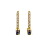 Earrings | Safety Pin Sapphire & Diamond, 18k Yellow Gold | Martinela