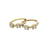 Earrings | Hoop Square Diamond, 14k Yellow Gold | Martinela