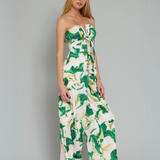 TROPICAL PARADISE STRAPLESS JUMPSUIT BRISA - GREEN