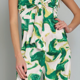 TROPICAL PARADISE STRAPLESS JUMPSUIT BRISA - GREEN