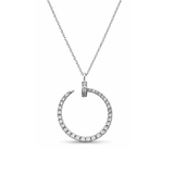 Diamond Nail Pendant Necklace - White Gold
