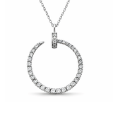 Diamond Nail Pendant Necklace - White Gold