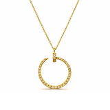 Diamond Nail Pendant Necklace - Yellow Gold