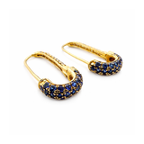 Earrings | Safety Pin Sapphire & Diamond, 18k Yellow Gold | Martinela