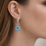 Earrings | Rosette Topaz & Diamond, 18k White Gold | Martinela