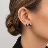 Earrings | Bouquet Sapphire & Diamond, 18k White Gold | Martinela
