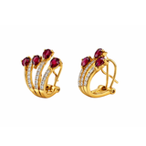 Earrings | Bouquet Ruby & Diamond, 18k Yellow Gold | Martinela
