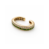 Earring | Ear Cuff Halo Emerald & Diamond, 18k Yellow Gold | Martinela