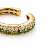 Earring | Ear Cuff Halo Emerald & Diamond, 18k Yellow Gold | Martinela