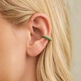 Earring | Ear Cuff Halo Emerald & Diamond, 18k Yellow Gold | Martinela