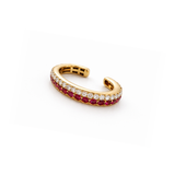 Earring | Ear Cuff Halo Ruby & Diamond, 18k Yellow Gold | Martinela