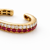 Earring | Ear Cuff Halo Ruby & Diamond, 18k Yellow Gold | Martinela