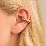Earring | Ear Cuff Halo Ruby & Diamond, 18k Yellow Gold | Martinela