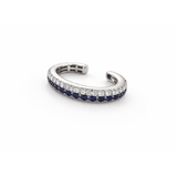 Earring | Ear Cuff Halo Sapphire & Diamond, 18k White Gold | Martinela