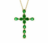 Necklace | Cross Emerald, 18k Yellow Gold | Martinela