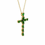 Necklace | Cross Emerald, 18k Yellow Gold | Martinela