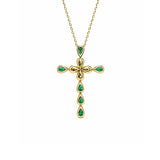 Necklace | Cross Emerald, 18k Yellow Gold | Martinela