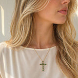 Necklace | Cross Emerald, 18k Yellow Gold | Martinela