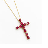 Necklace | Cross Ruby, 18k Yellow Gold | Martinela