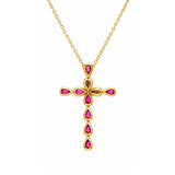 Necklace | Cross Ruby, 18k Yellow Gold | Martinela