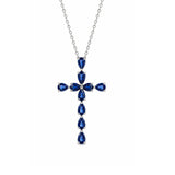 Necklace | Cross Sapphire, 18k White Gold | Martinela